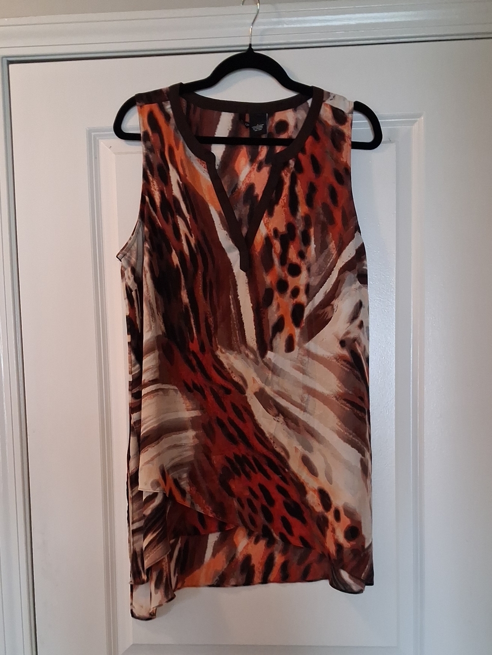 new directions Animal Print Shell in Brown, Cream & Rust